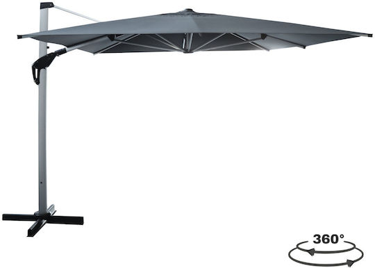 Professional Hanging Square Aluminum Grey Garden & Terrace Parasol 4x3m