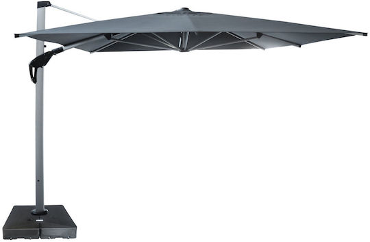 Professional Hanging Squared Aluminum Grey Garden & Terrace Parasol 4x3xH2m
