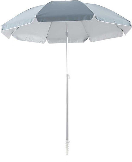 Folding Aluminum Beach Umbrella Diameter 2m with UV Protection Blue / White OPBU1006