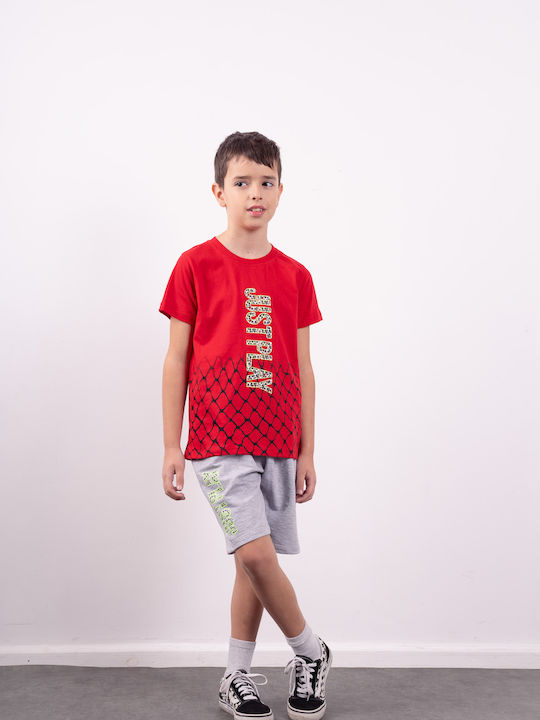 Kinderbekleidungssets mit Sommer Shorts 2 Stück Rot-Grau