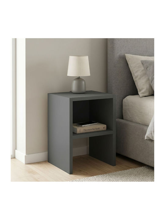 Bedside Table Smile Wooden Gray 30x30x40cm