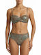 Women's Bikini Strapless Push-up Underwire Metallic Animal Print Brown