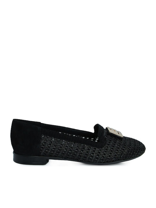 Leather Women's Moccasins In Black Color