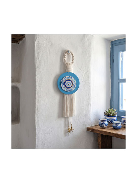 Grekas Handmade Hanging New Year's Lucky Charm Home Turquoise Ceramic 33cm