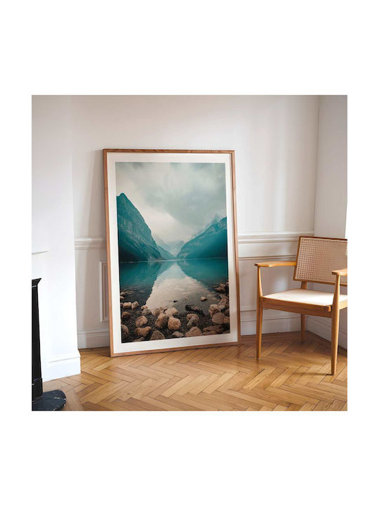 Poster Lake Pst25111 40cm X 50cm White Wooden F...