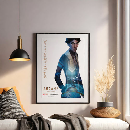 Gaming Poster Arcane League Legends Viktor Gm2397 40cm x 50cm Weiße Hölzernes Rahmen