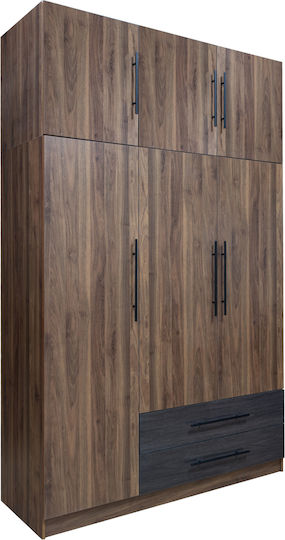 Carys Τρίφυλλη Ντουλάπα με Πατάρι 150x55.5x240cm Zebrano