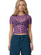 Women's Blouse with Mesh Purple
