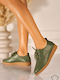 Leder Damen Oxfords in Grünem Farbe