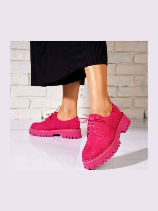 Elena Oxford-uri Pentru Femei Din Catifea Fuchsia