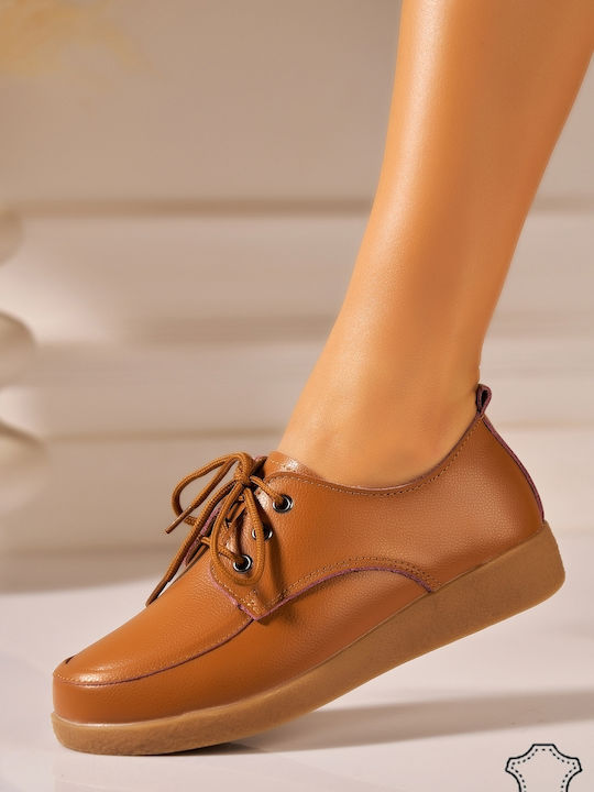 Leder Damen Oxfords in Braun Farbe