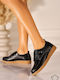 Leder Damen Oxfords in Schwarzem Farbe
