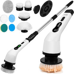 Ruhhy Electric Rotating Bathroom Brush Telescopic Handle 9 Attachments Usb 27015