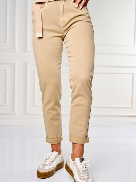 YiYi Pantalon Dama High Rise Din Țesătură În Cr...