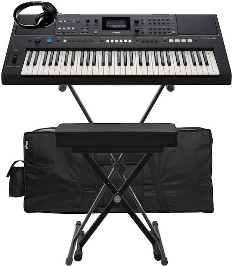 Yamaha Yamaha PSR-E483 Tastatur mit 61 Tasten mit Befestigungswinkel mit Kopfhörern mit Hocker Schwarz Home Bundle II