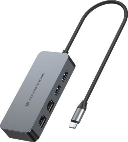 Conceptronic USB-C Dockingstation mit Ethernet Grau