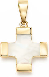 Gold 14k Cross Mother Of Pearl Motif