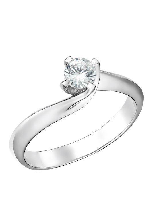 Inel Din Aur Alb 18K Cu Diamant