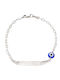 Kids Bracelet ID White Gold 14K with Evil Eye