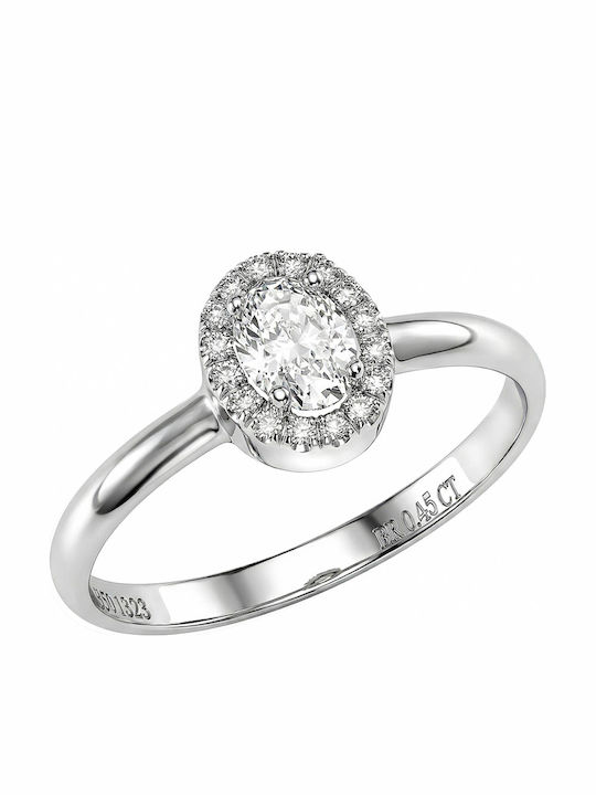 Single Stone Ring In 18K White Gold With Diamond