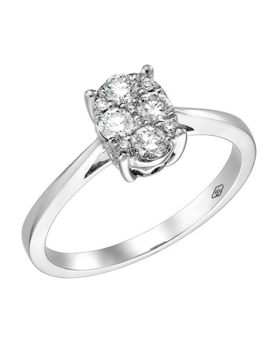 Single Stone Ring From 18K White Gold With Diamond