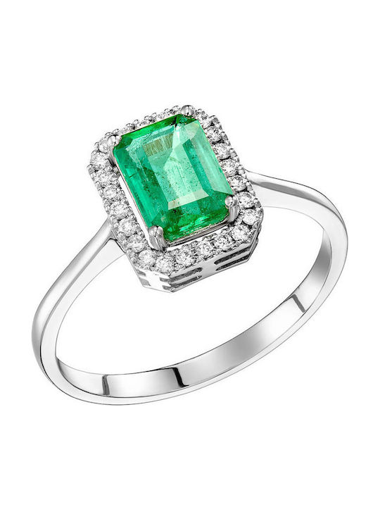 Single Stone Ring In 18K White Gold With Diamond