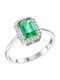 Single Stone Ring In 18K White Gold With Diamond