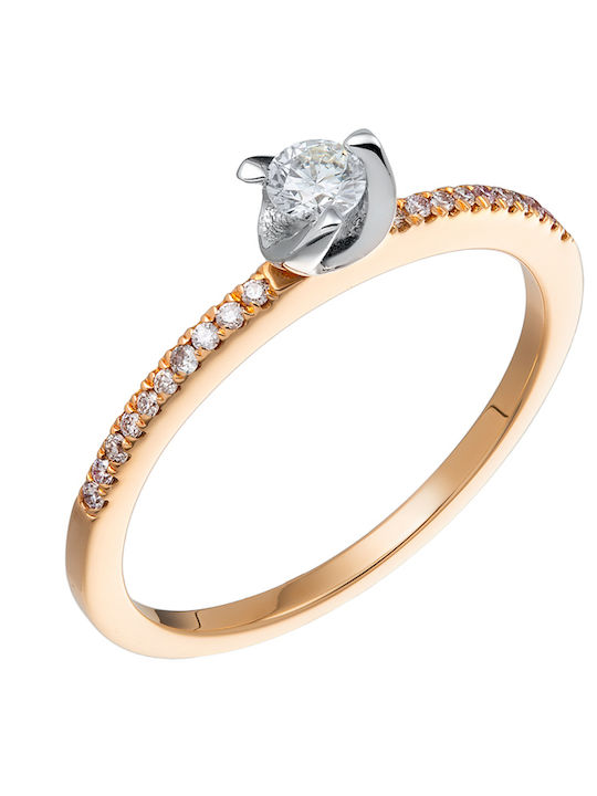 Inel Din Aur Roz 18K Cu Diamant