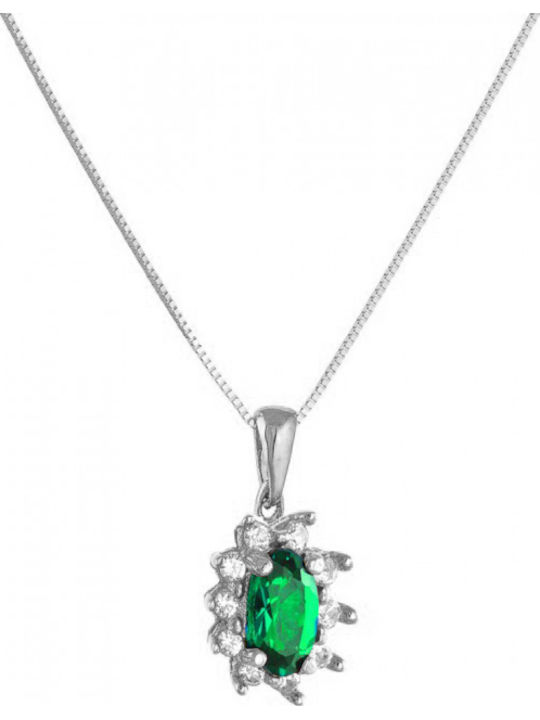 Charm Rosette in 14K White Gold Green