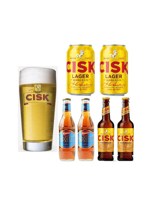 Beer Glass Cisk 2x Cisk Lager 4 2% 330ml 2x Kinnie Spritz 4% 250ml 2x Cisk Lager Export
