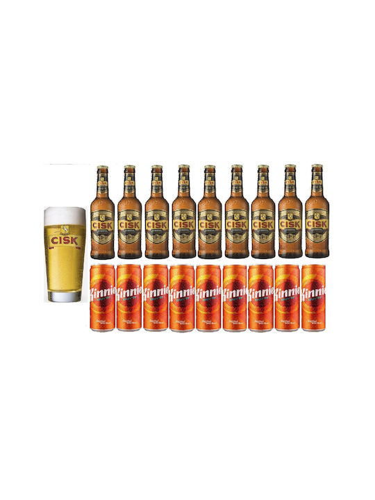 Ποτηρι Μπυρας Cisk 400ml 9x Cisk Strong 9% 330ml 9x Kinnie 330ml