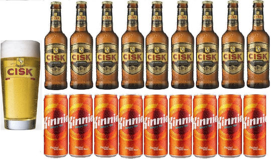 Beer Glass Cisk 400ml 9x Cisk Strong 9% 330ml 9x Kinnie 330ml