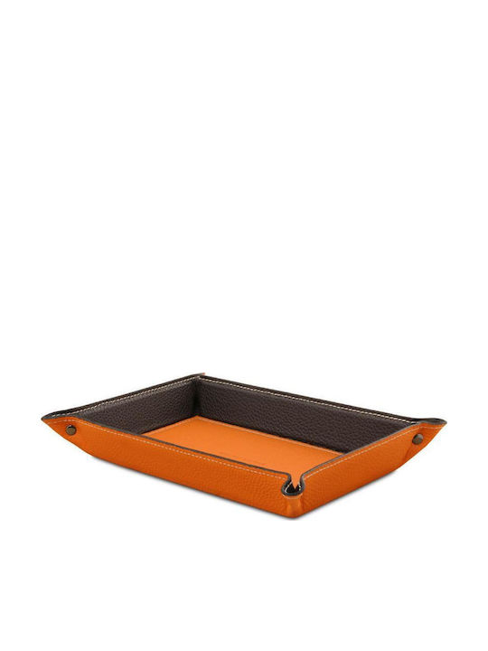 Tuscany Leather Decorative Artificial Leather Basket Orange