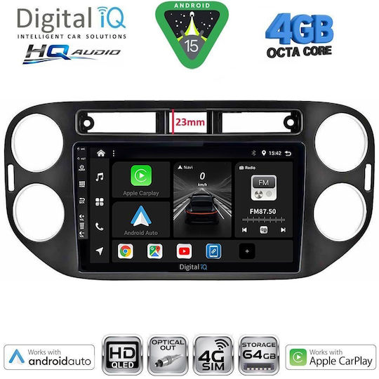 Digital IQ Ηχοσύστημα Αυτοκινήτου για Volkswagen Tiguan 2011-2016 (Bluetooth/USB/WiFi/GPS/Apple-Carplay/Android-Auto) με Οθόνη Αφής 9"