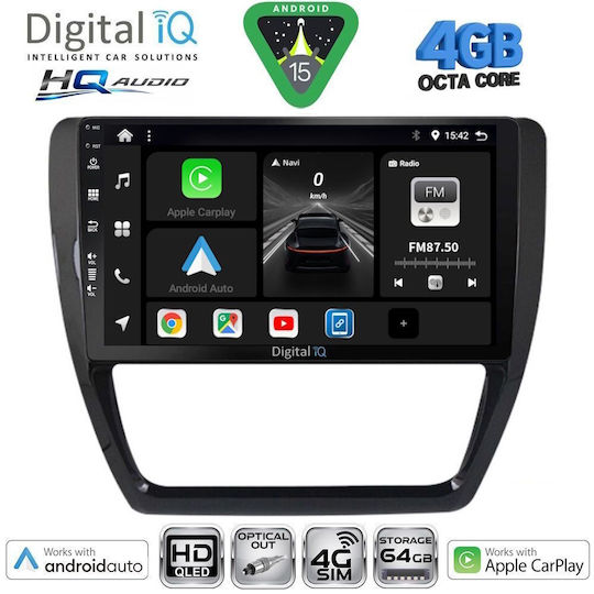 Digital IQ Car Audio System for Volkswagen Jetta 2010-2016 (Bluetooth/USB/WiFi/GPS/Apple CarPlay/Android Auto) with 10" Touch Screen