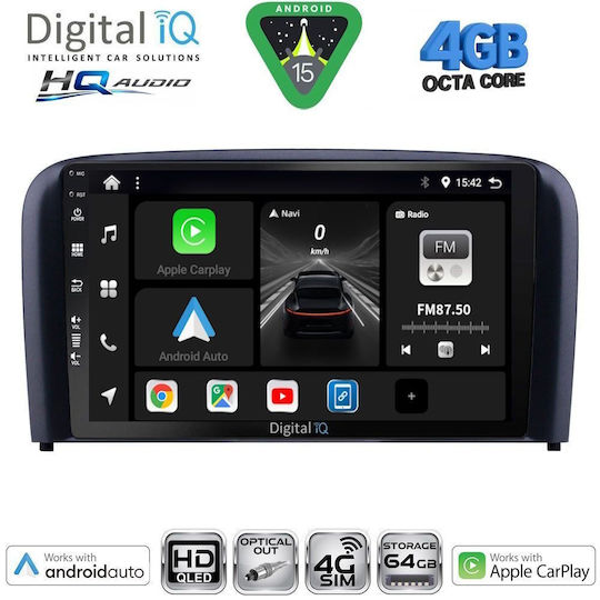 Digital IQ Car Audio System for Volvo S80 1998-2006 Bluetooth USB WiFi GPS Apple CarPlay Android Auto with 9" Touch Screen
