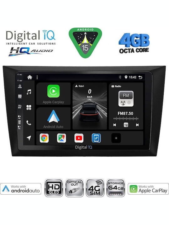 Digital IQ Car Audio System for Volkswagen Golf 2009-2012 (Bluetooth/USB/WiFi/GPS/Apple CarPlay/Android Auto) with 9" Touch Screen