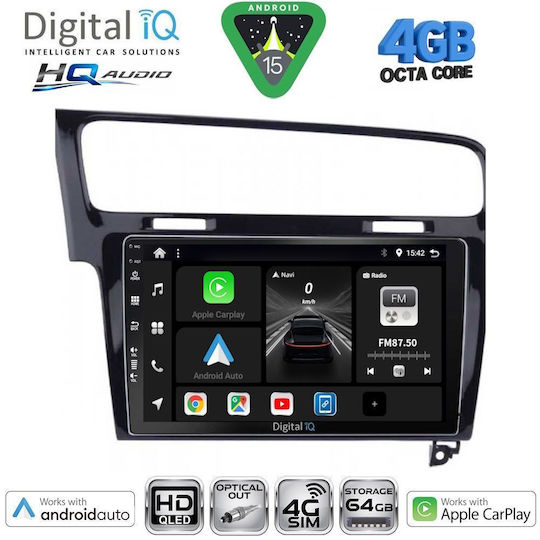Digital IQ Car Audio System for Volkswagen Golf 2013-2020 (Bluetooth/USB/WiFi/GPS/Apple CarPlay/Android Auto) with 10" Touch Screen