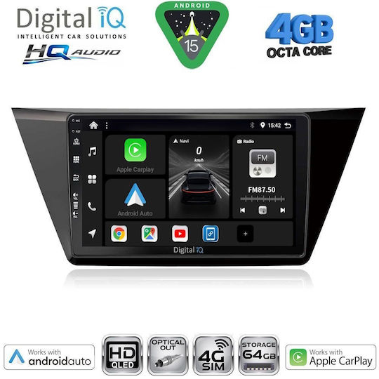 Digital IQ Car Audio System for Volkswagen Touran 2016-2026 Bluetooth USB Wi-Fi GPS Apple CarPlay Android Auto with 10 Inch Touch Screen DIGITAL IQ BXK 19769 CPAA