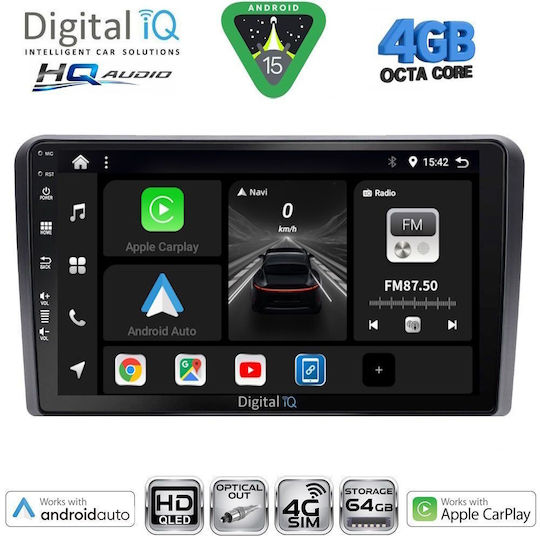 Digital IQ Car Audio System for Volkswagen Golf 1998-2003 (Bluetooth/USB/WiFi/GPS/Apple CarPlay/Android Auto) with 9" Touch Screen
