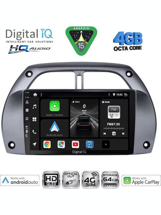 Digital IQ Car Audio System for Toyota RAV 4 2000-2006 with A/C Bluetooth USB WiFi GPS Apple CarPlay Android Auto with 9" Touch Screen
