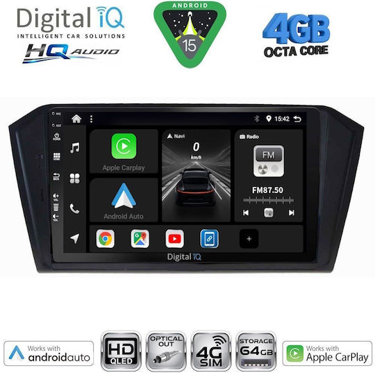 Digital IQ Ηχοσύστημα Αυτοκινήτου για Volkswagen Passat 2016-2023 (Bluetooth/USB/WiFi/GPS/Apple-Carplay/Android-Auto) με Οθόνη Αφής 10"