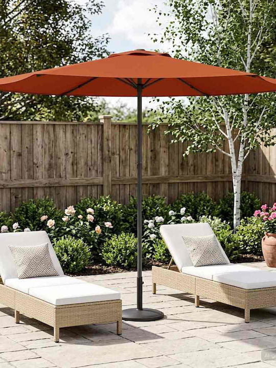 Circular Aluminum Garden Parasol Orange Diamete...
