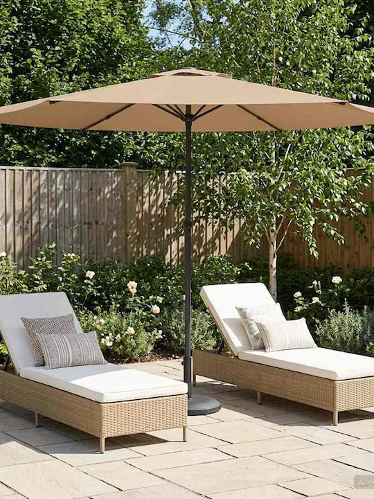 Circular Aluminum Garden Parasol Brown Diameter...