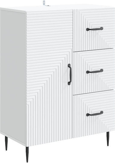Sideboard from Wood & Metal with Drawers White 66x34.5x89.5cm