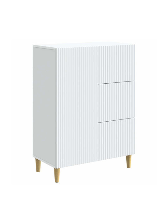 Μπουφές Ξύλινος με Συρτάρια Λευκό 66x34.5x90cm
