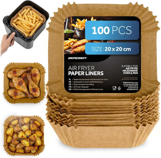 Berdsen Незалепващи Хартии за Air Fryer 20x20см 100 Броя