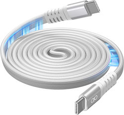 Force Power Flat Reinforced Magnetic Usb-c To Usb-c 3a Power Delivery 60w Cable 1.2m White