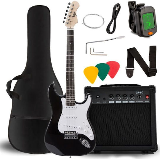 V-tone Ega 39 Bk Ηλεκτρική Κιθάρα 4/4 Stratocaster Σετ