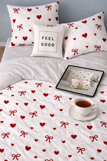 SteweHome Cotton Duvet Cover Set 200x220cm Double With 2 Pillowcases Burgundy
